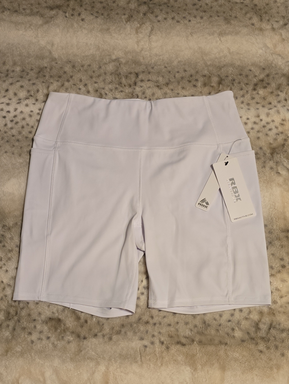 RBX Women's White High-Rise Stretch Bike Shorts